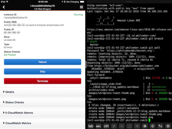 Previewing my Jekyll site on an AWS EC2 instance