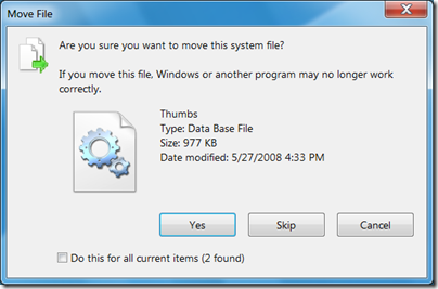 Windows confirmation dialog